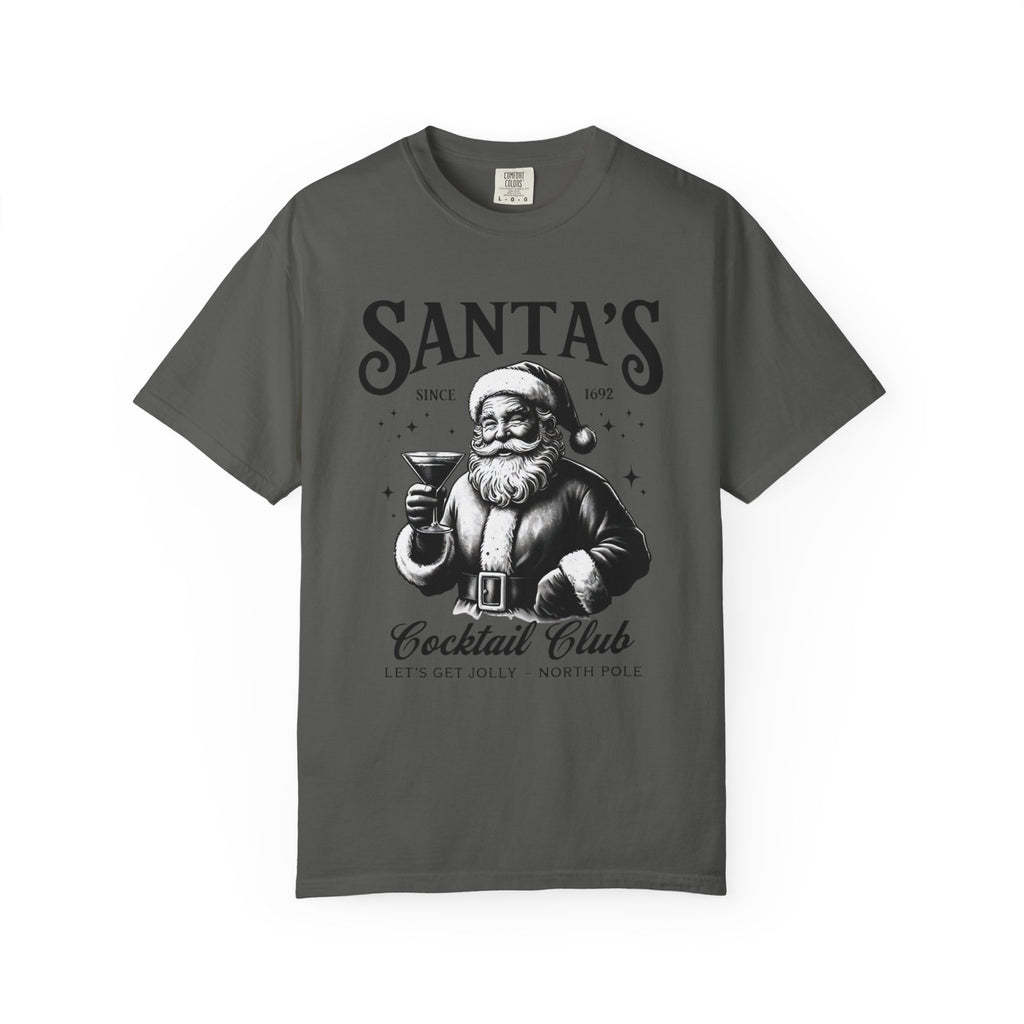 Santa's Cocktail Club T-shirt | Vintage Santa Holding Martini, Holiday Tee