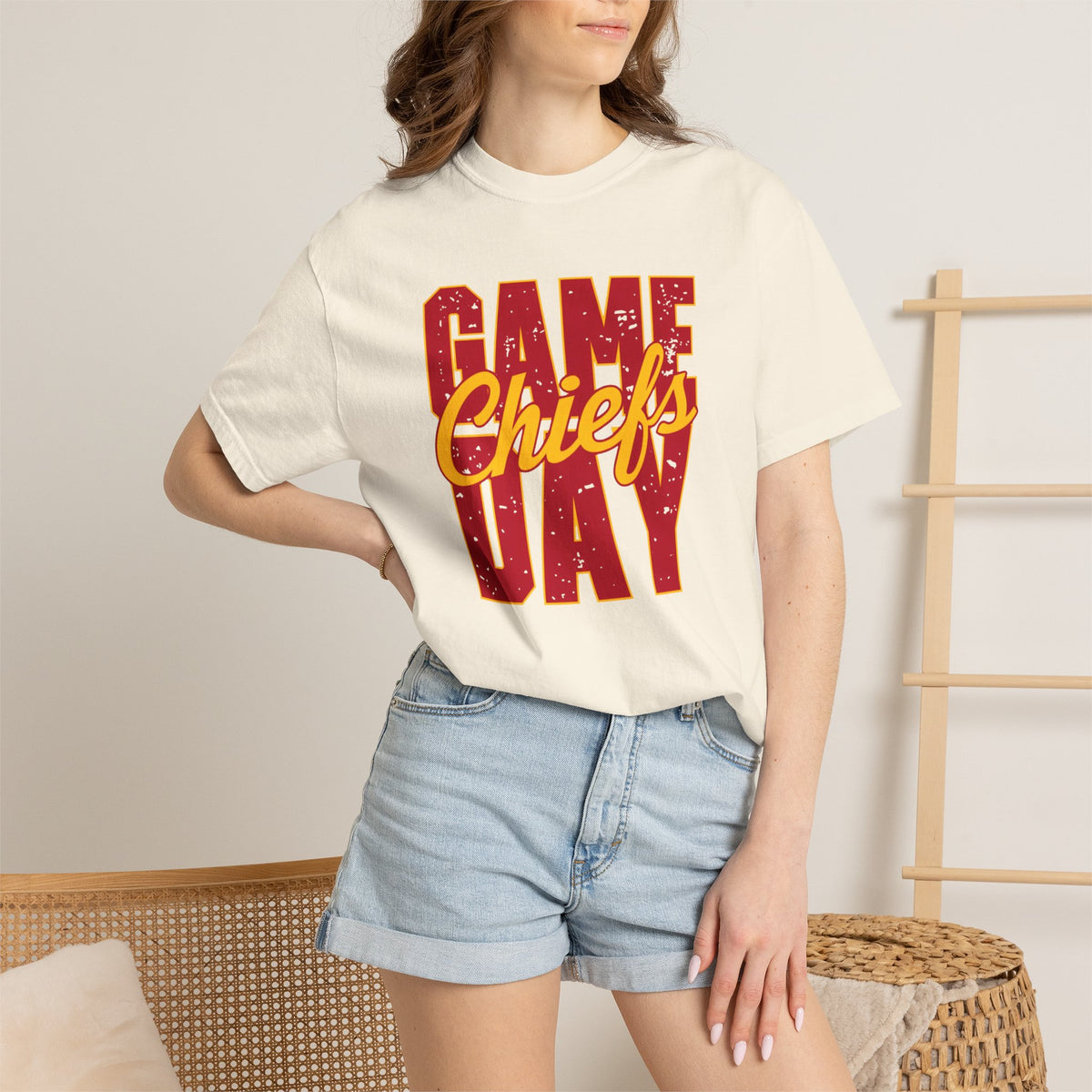 Game Day Chiefs T-shirt | Football Fan Tee, Red & Gold Sport Design
