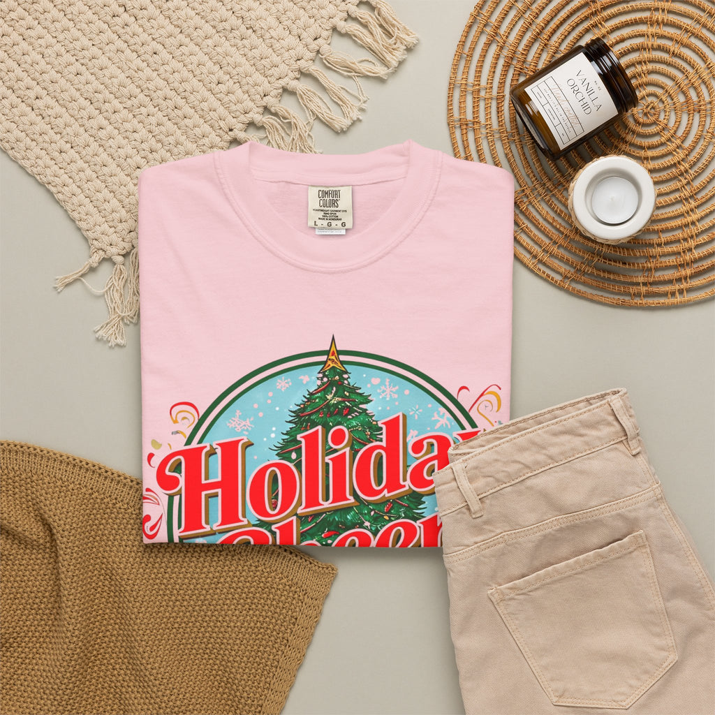Holiday Cheer Santa Christmas T-shirt | Festive Tree Graphic