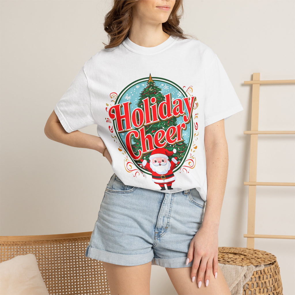 Holiday Cheer Santa Christmas T-shirt | Festive Tree Graphic