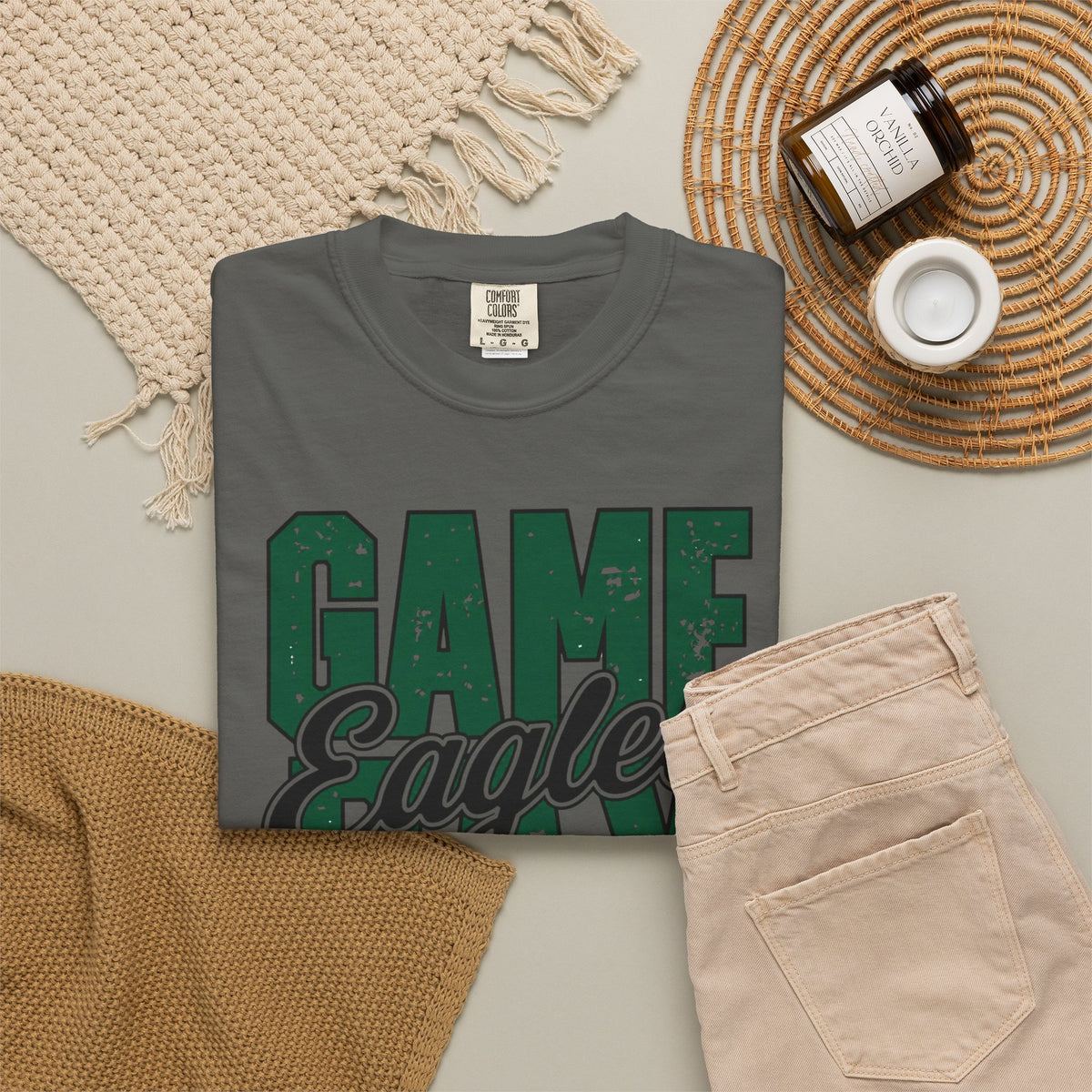 Game Day Eagles T-shirt | Vintage Green Lettering