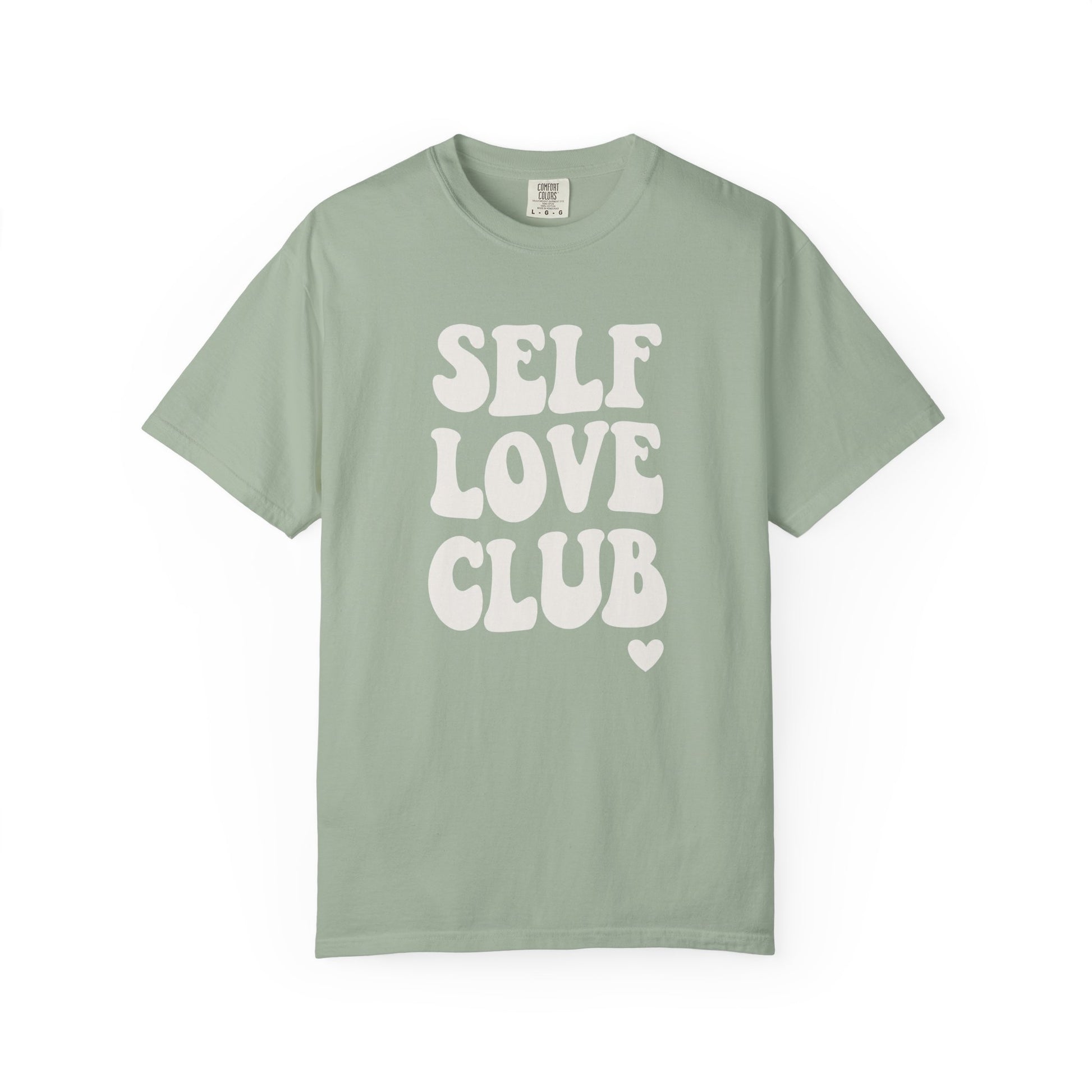 Self Love Club T-shirt | Retro Bubble Letter Tee, Pastel Sage
