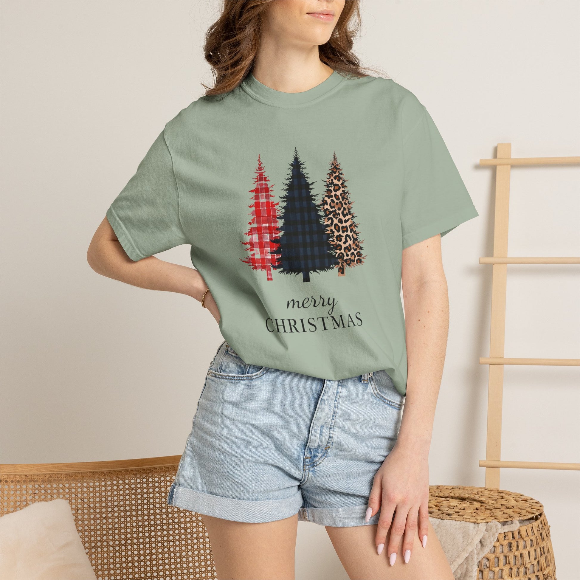 Buffalo Plaid & Leopard Christmas Trees T-Shirt | Merry Christmas