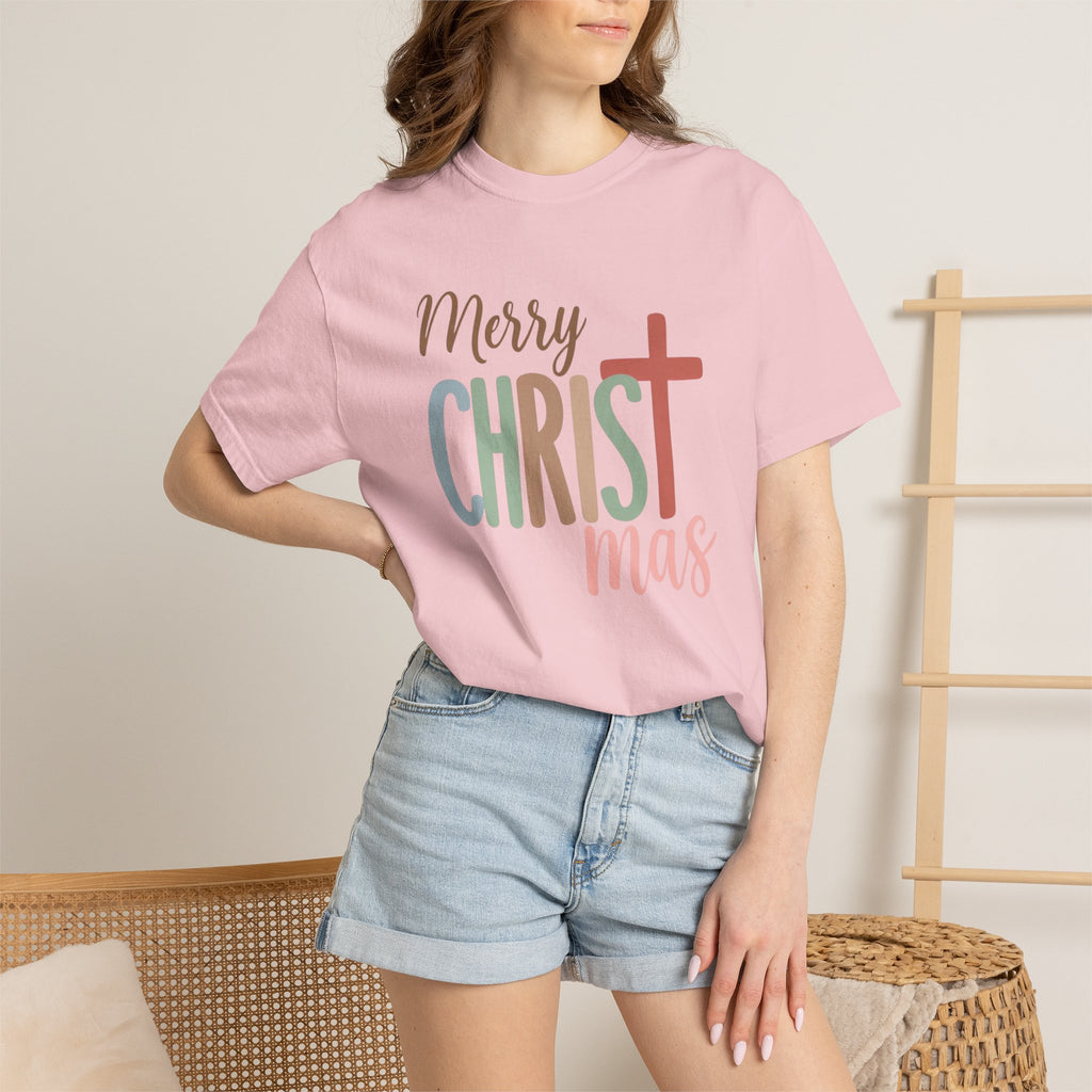 Merry CHRISTmas Cross T-Shirt | Christmas Christian Holiday Tee