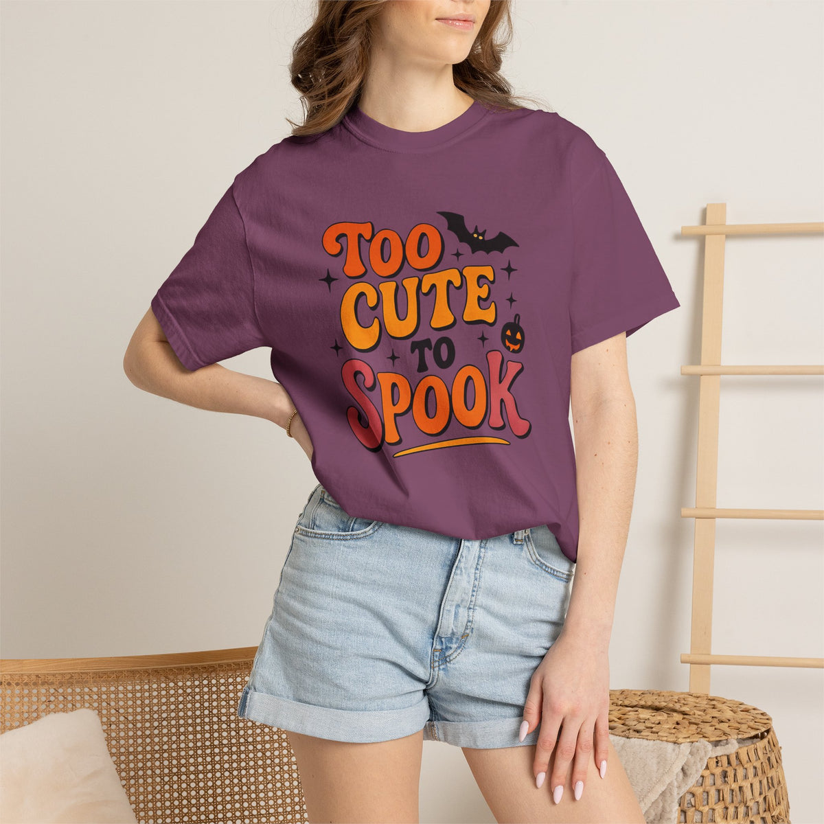 Too Cute to Spook T-shirt | Halloween retro pumpkins bats