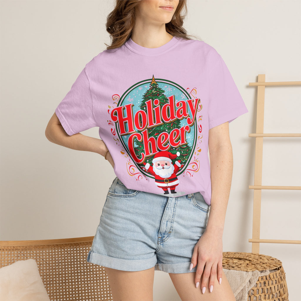 Holiday Cheer Santa Christmas T-shirt | Festive Tree Graphic