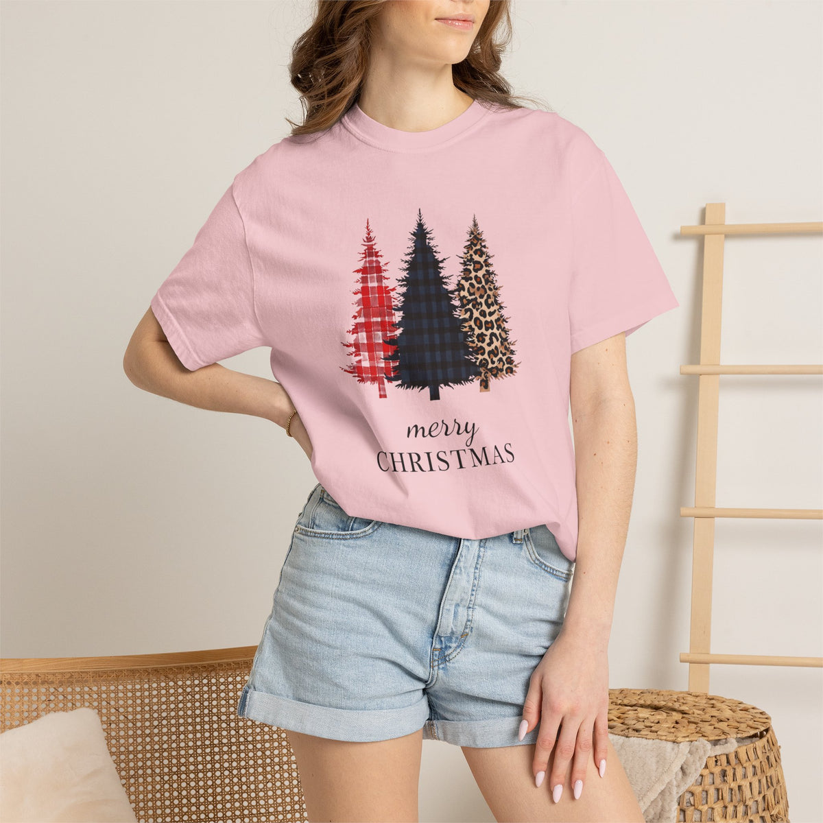 Buffalo Plaid & Leopard Christmas Trees T-Shirt | Merry Christmas