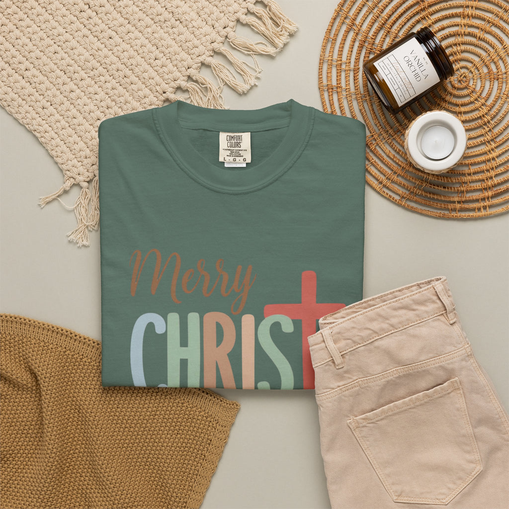 Merry CHRISTmas Cross T-Shirt | Christmas Christian Holiday Tee