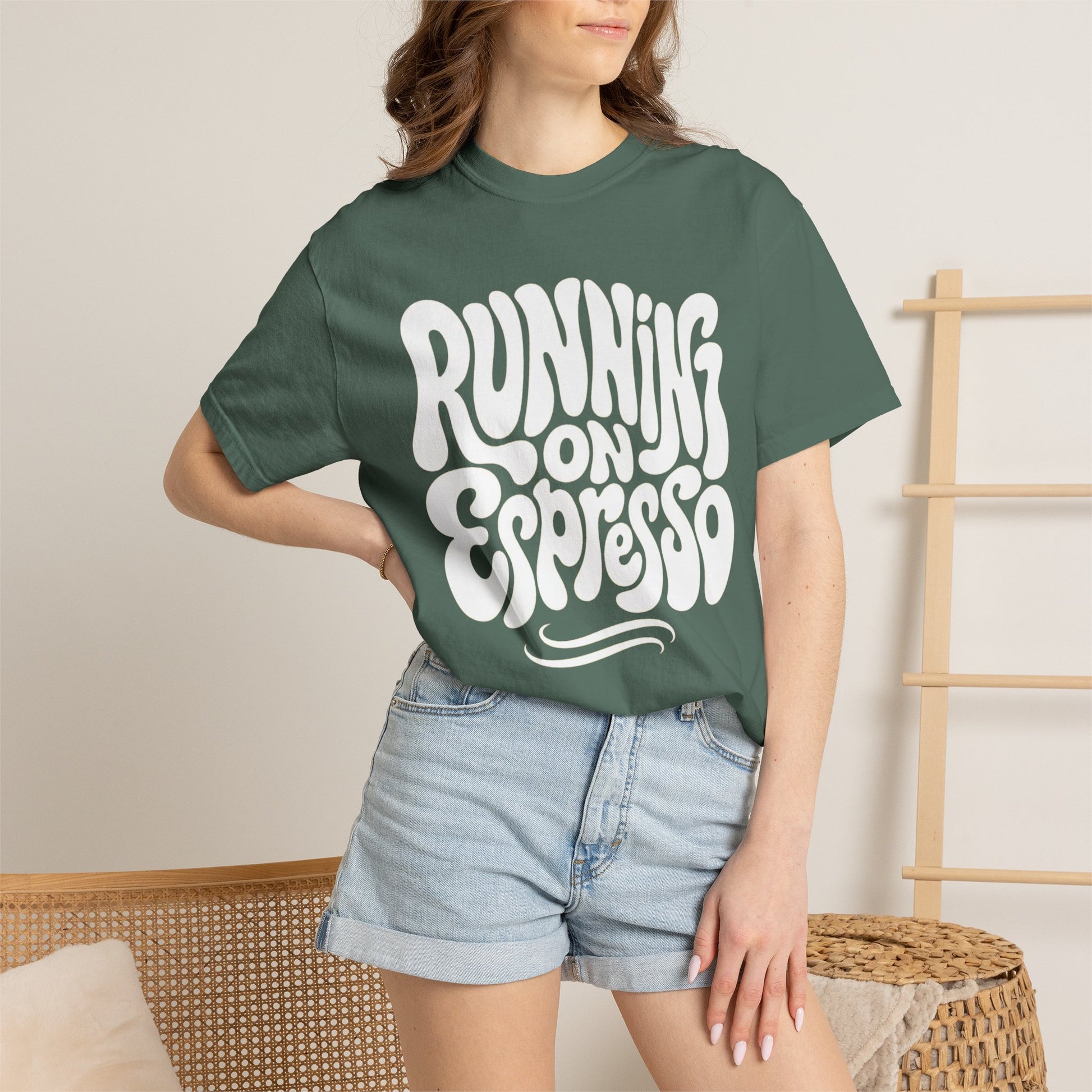 Running on Espresso T-shirt | Coffee Lover Shirt, Retro Typography