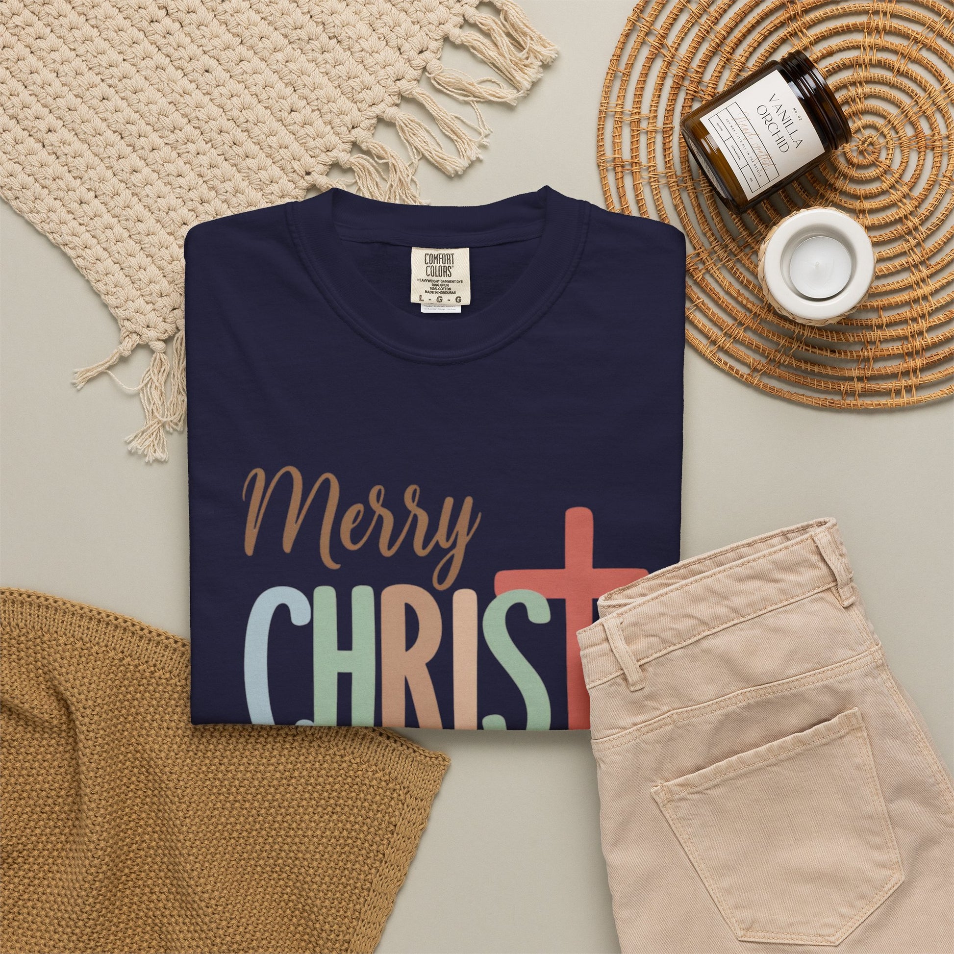 Merry CHRISTmas Cross T-Shirt | Christmas Christian Holiday Tee