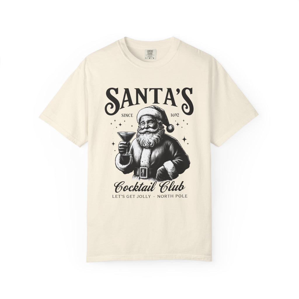 Santa's Cocktail Club T-shirt | Vintage Santa Holding Martini, Holiday Tee