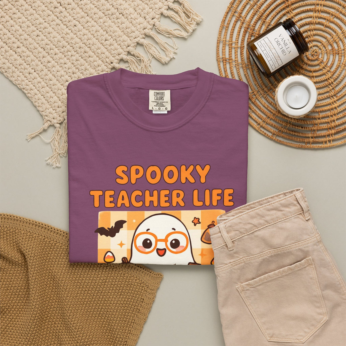 Spooky Teacher Life T-shirt | Halloween Teacher Shirt, Ghost Cartoon Design
