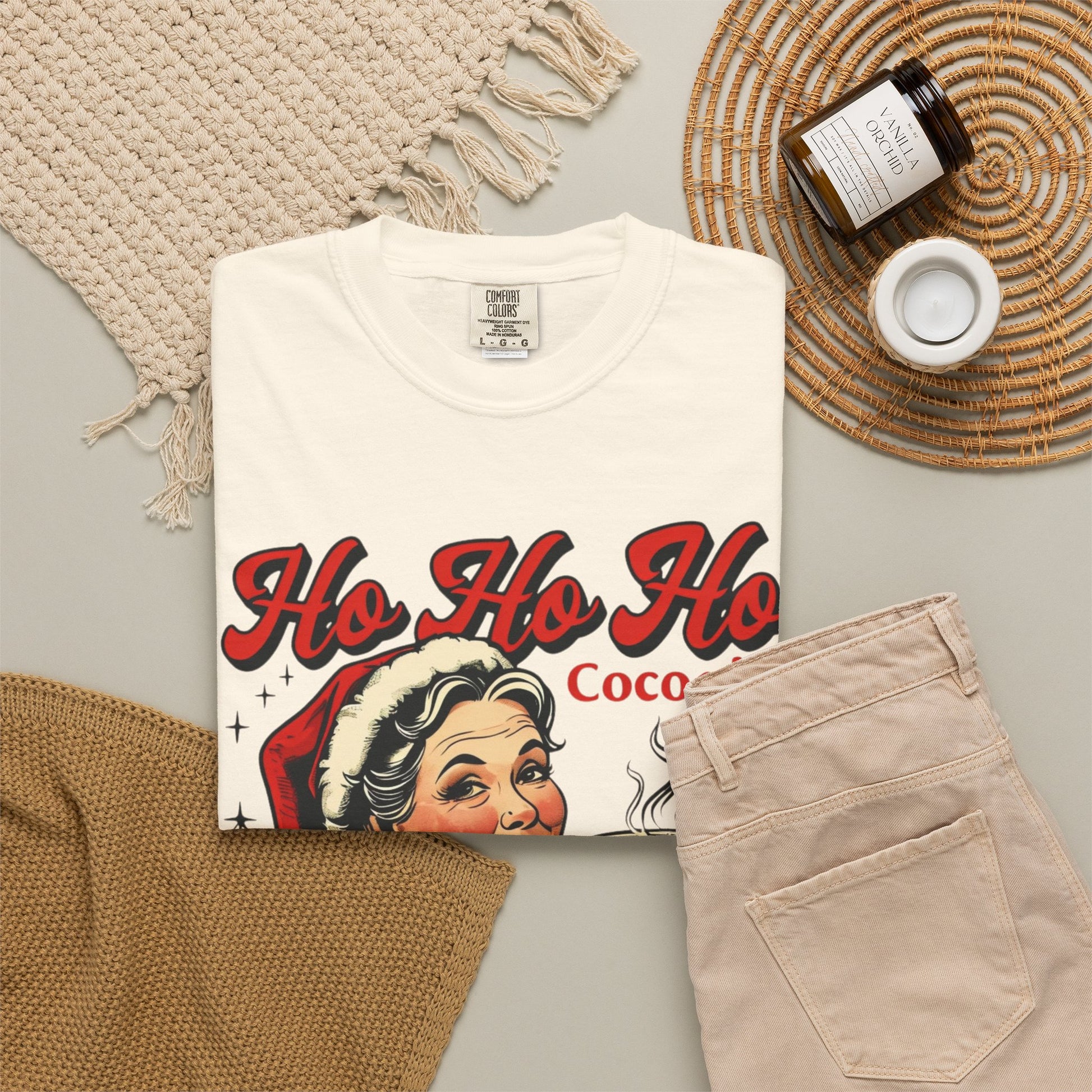 Ho Ho Ho Cocoa! vintage Mrs. Claus illustration T-Shirt | Christmas tee