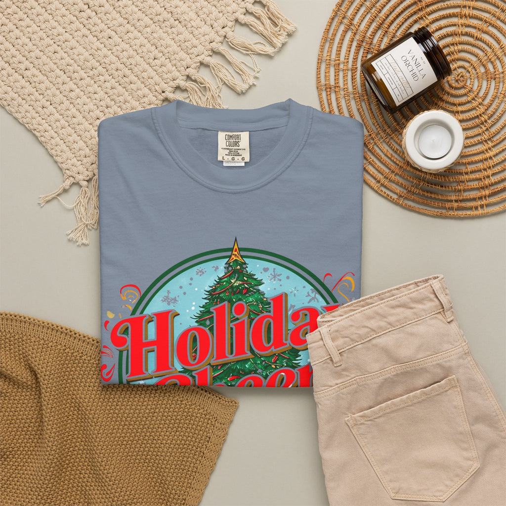 Holiday Cheer Santa Christmas T-shirt | Festive Tree Graphic