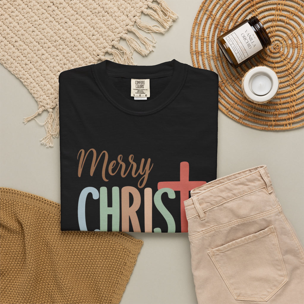Merry CHRISTmas Cross T-Shirt | Christmas Christian Holiday Tee