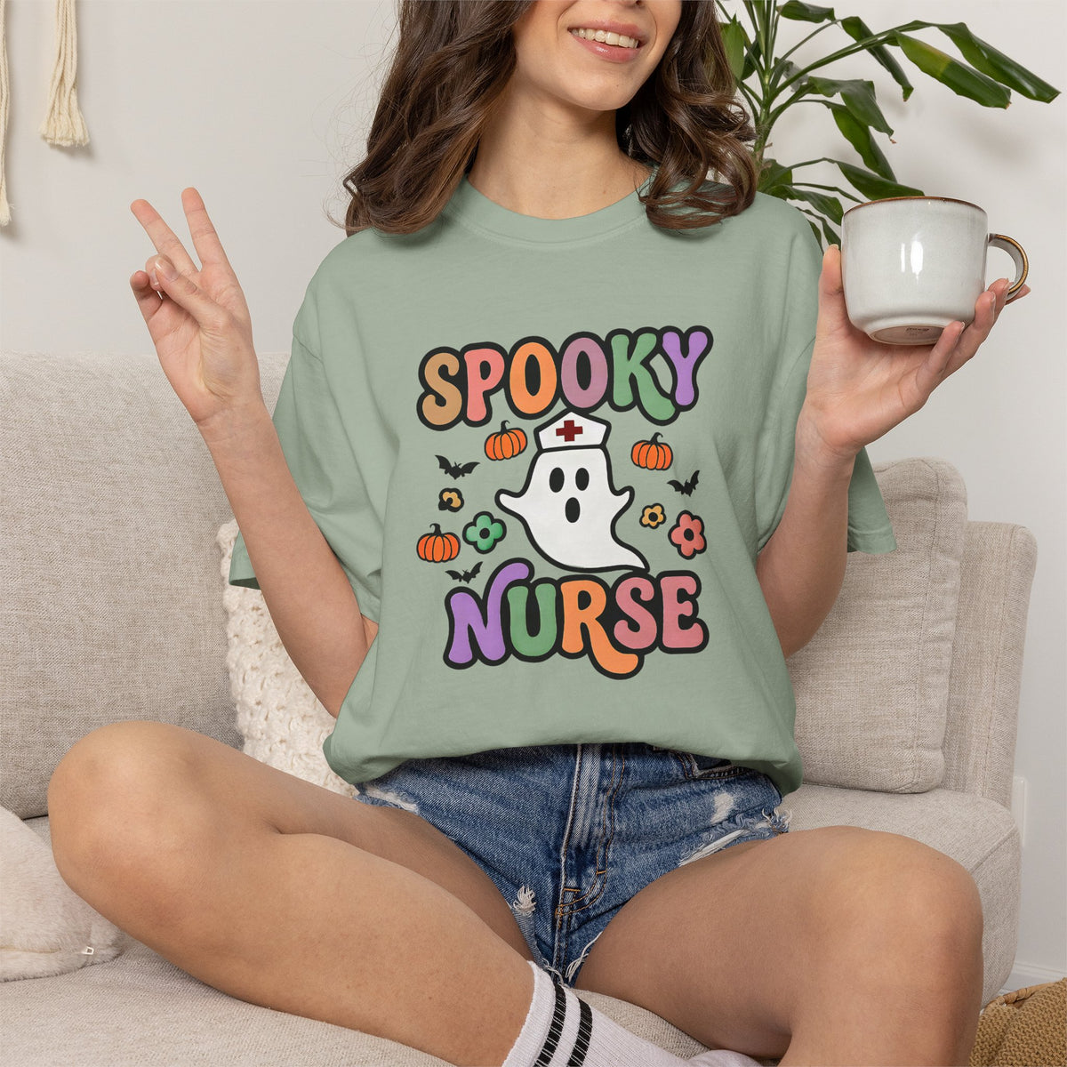 Spooky Nurse T-Shirt — Cute Halloween Ghost Nurse Tee for Nurses