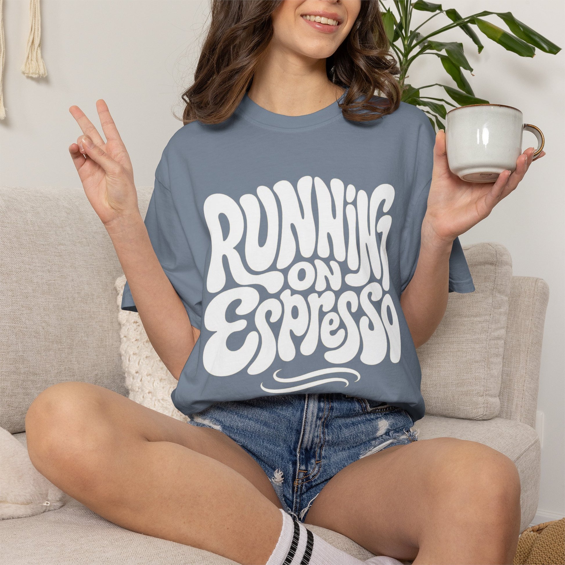 Running on Espresso T-shirt | Coffee Lover Shirt, Retro Typography