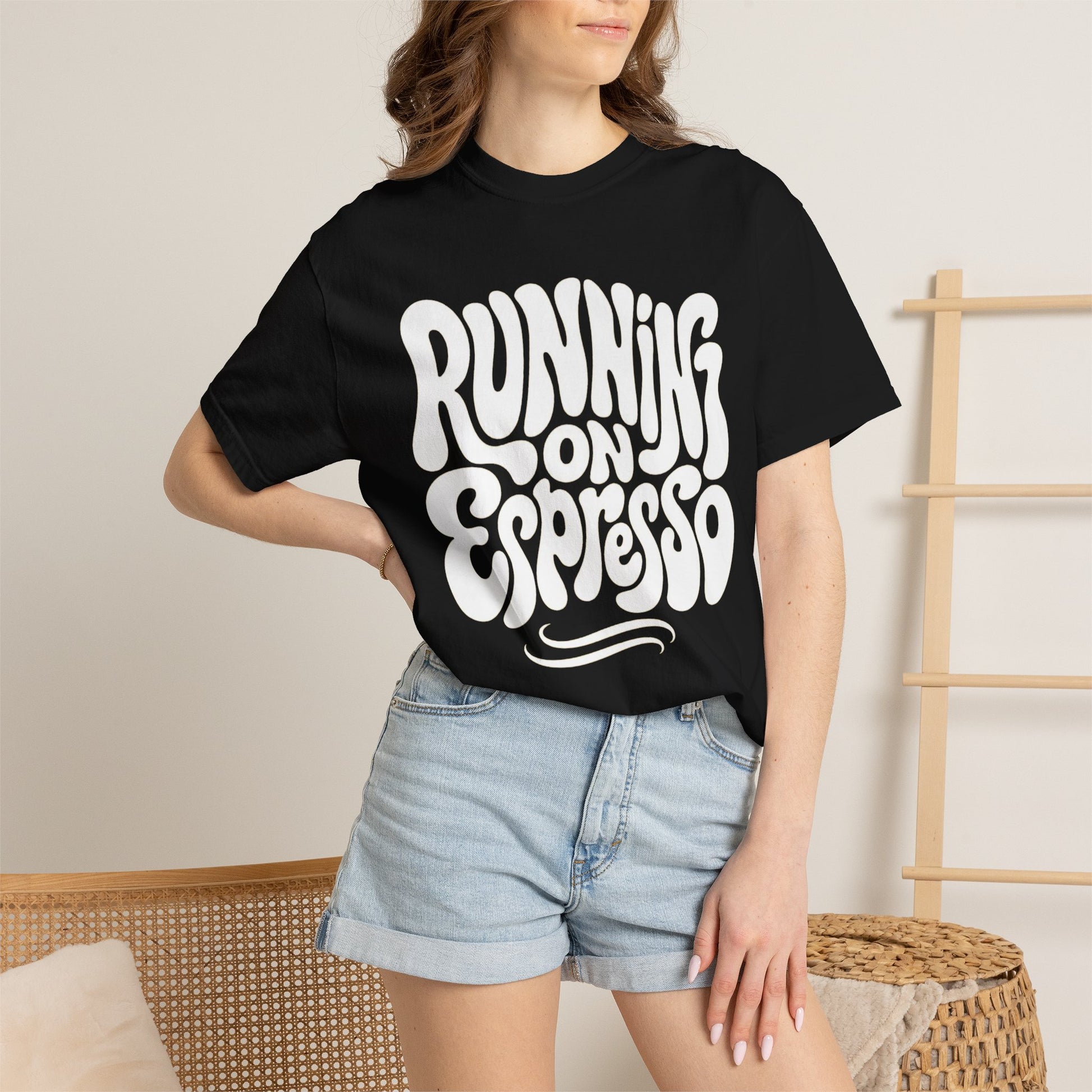 Running on Espresso T-shirt | Coffee Lover Shirt, Retro Typography