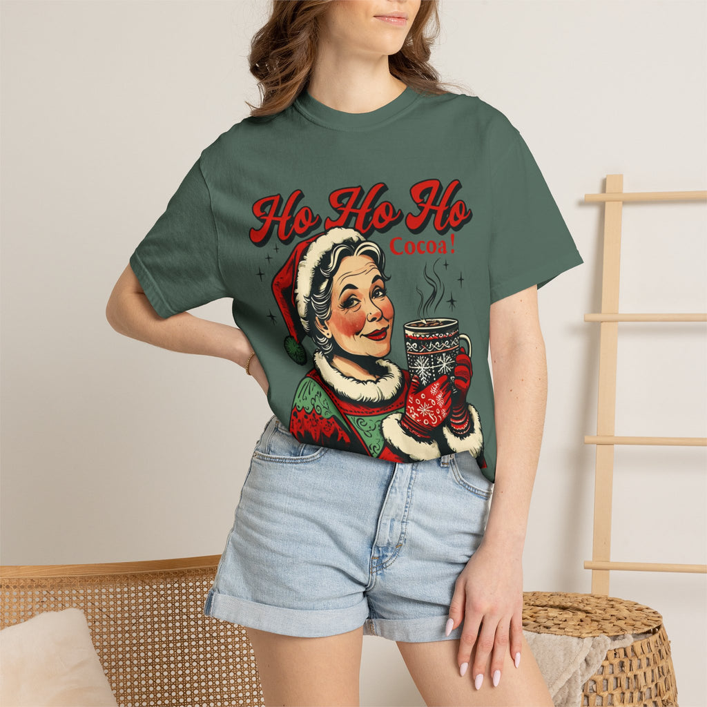 Ho Ho Ho Cocoa! vintage Mrs. Claus illustration T-Shirt | Christmas tee