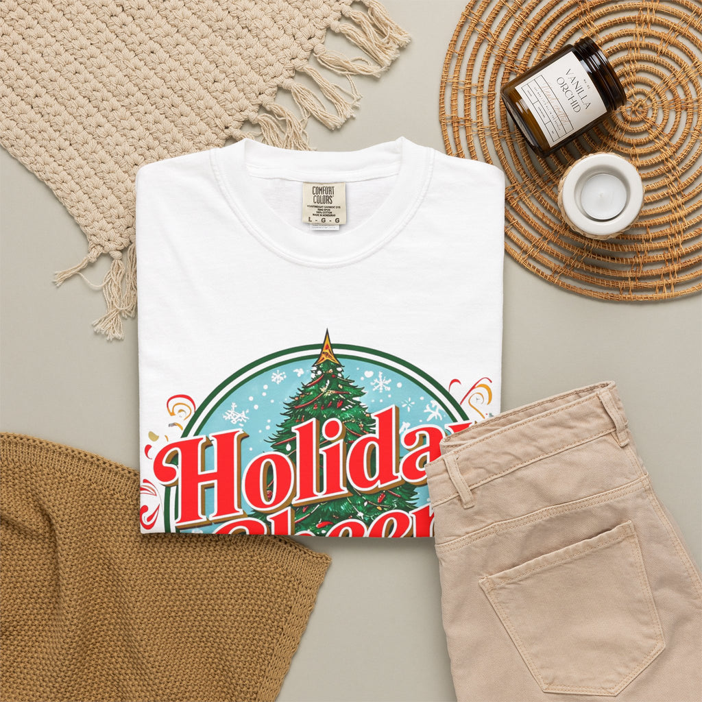 Holiday Cheer Santa Christmas T-shirt | Festive Tree Graphic