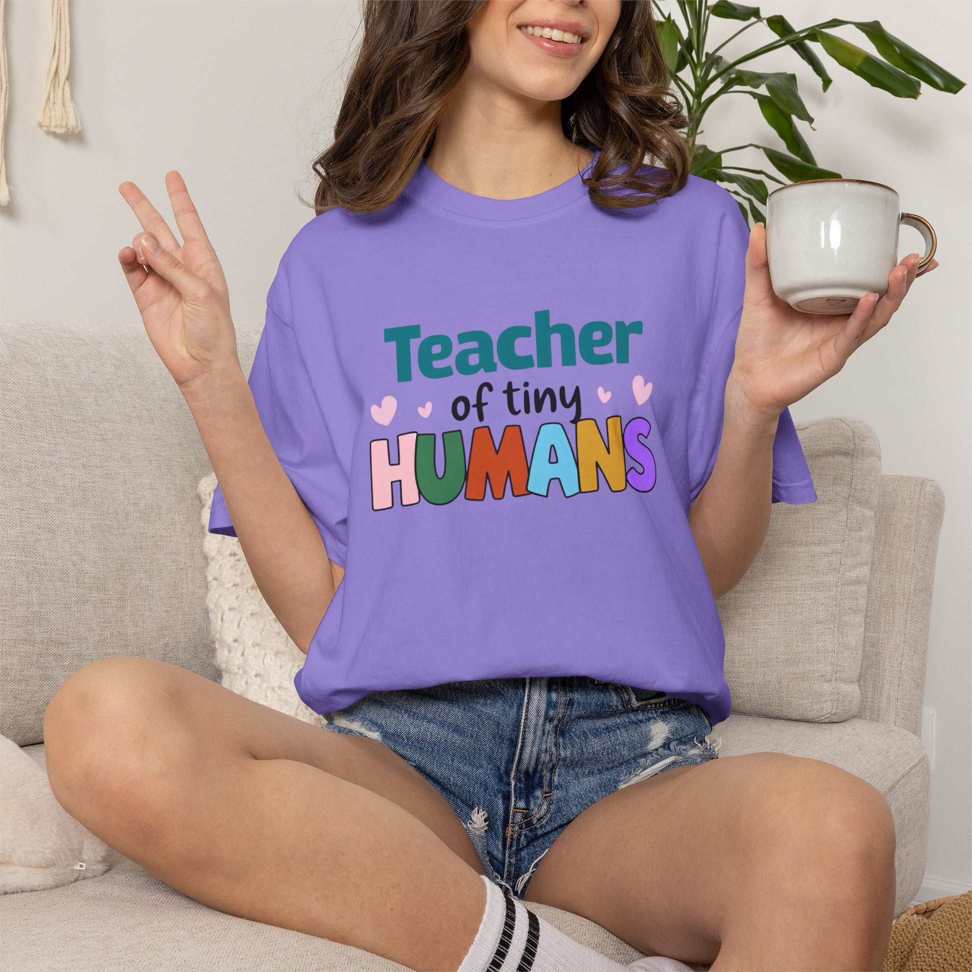 Teacher of Tiny Humans T-shirt | Cute Colorful Teacher Tee