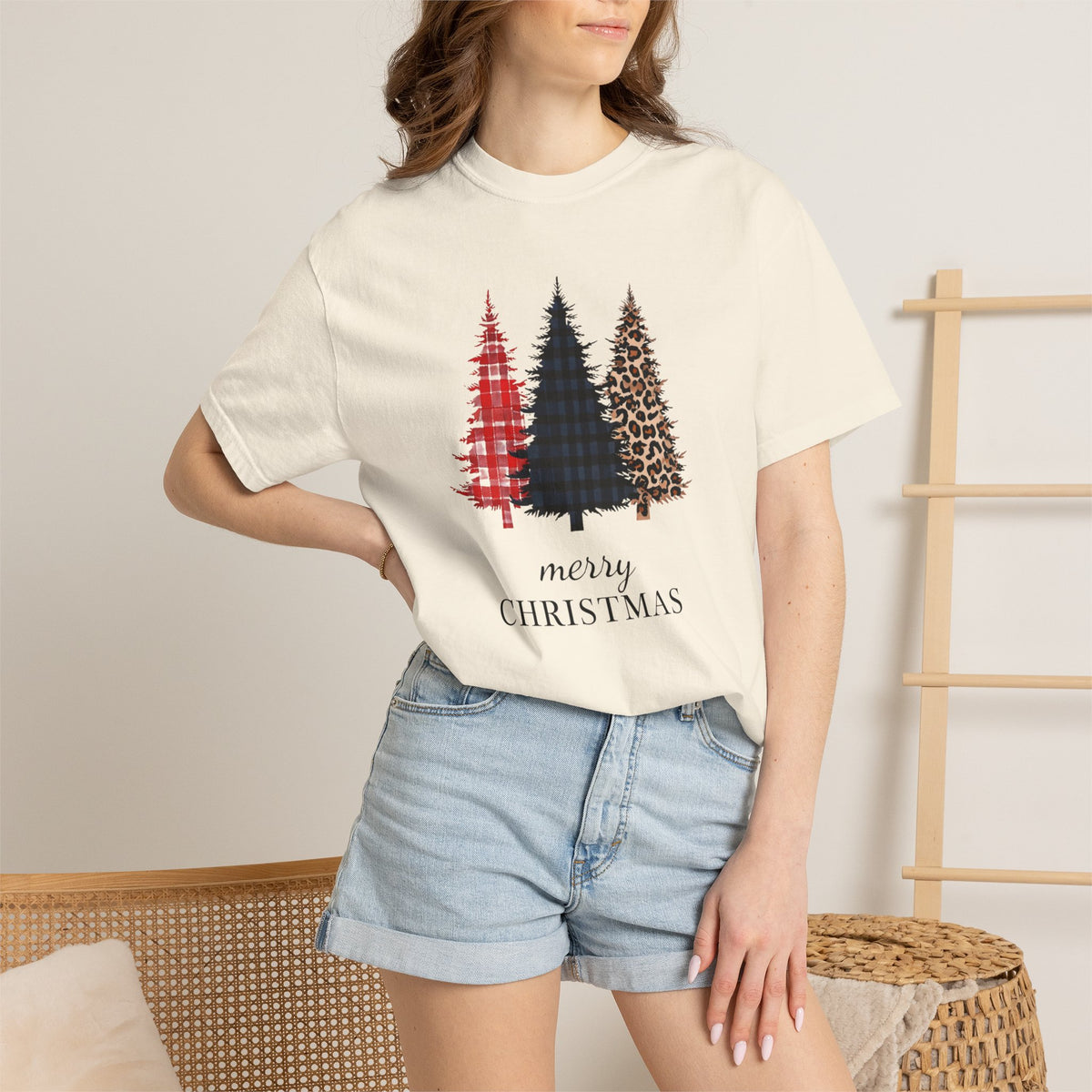Buffalo Plaid & Leopard Christmas Trees T-Shirt | Merry Christmas