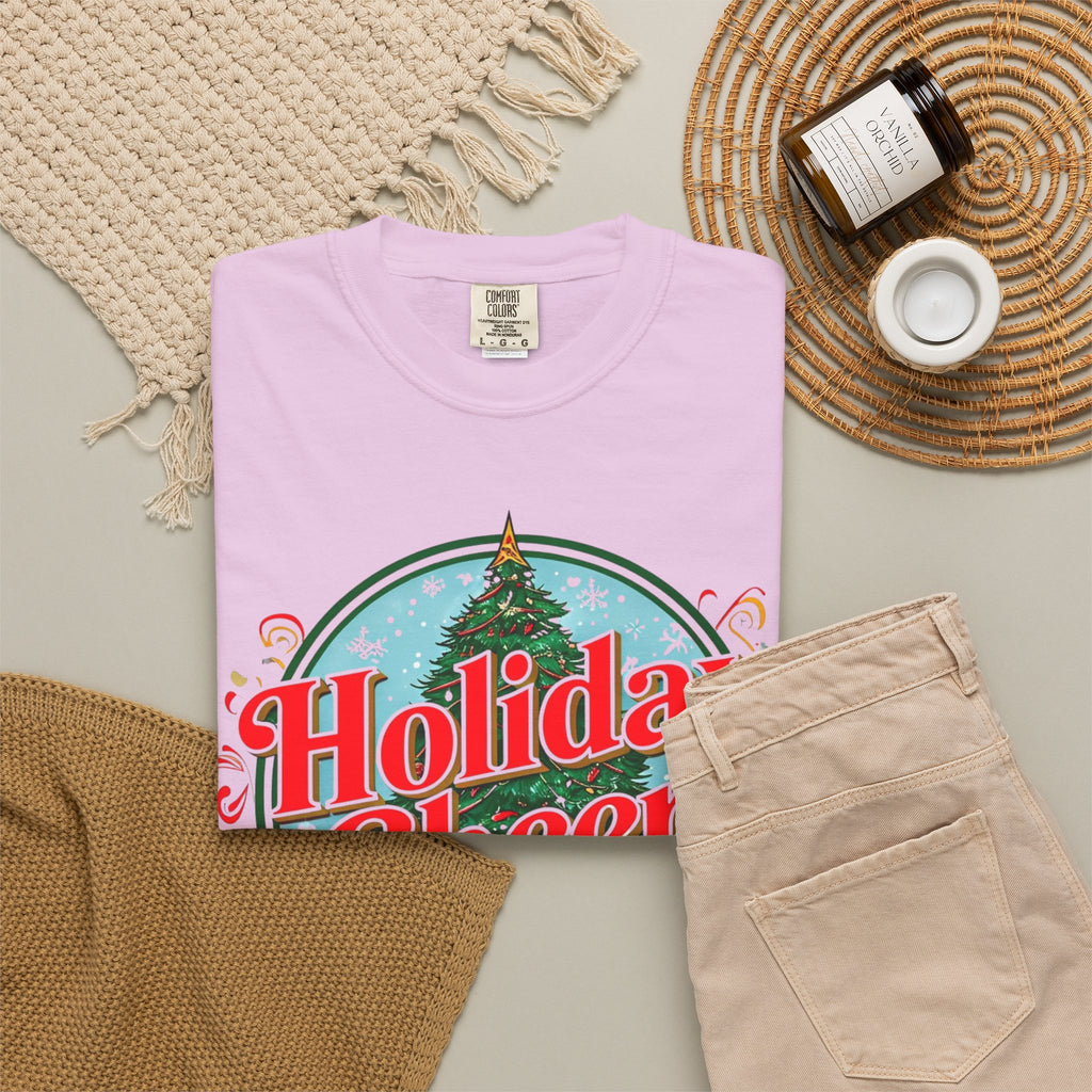 Holiday Cheer Santa Christmas T-shirt | Festive Tree Graphic