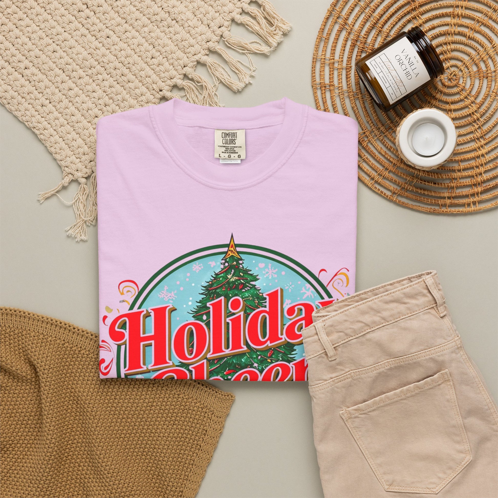 Holiday Cheer Santa Christmas T-shirt | Festive Tree Graphic