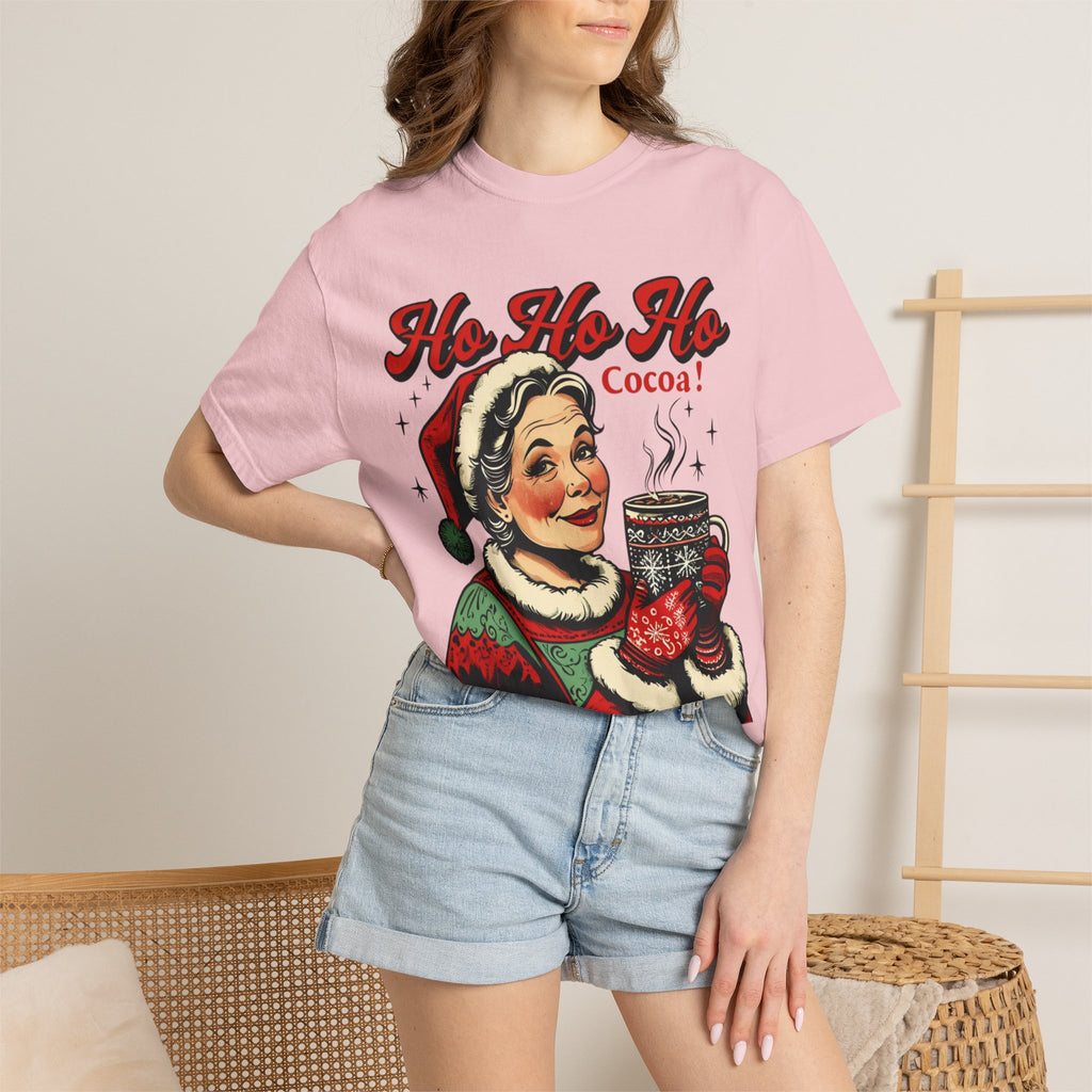 Ho Ho Ho Cocoa! vintage Mrs. Claus illustration T-Shirt | Christmas tee
