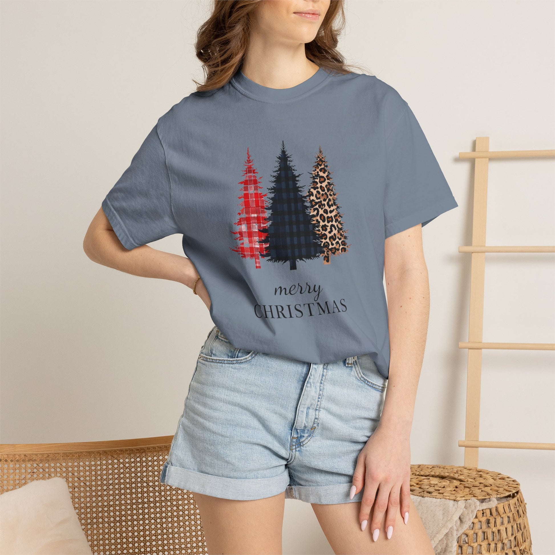 Buffalo Plaid & Leopard Christmas Trees T-Shirt | Merry Christmas