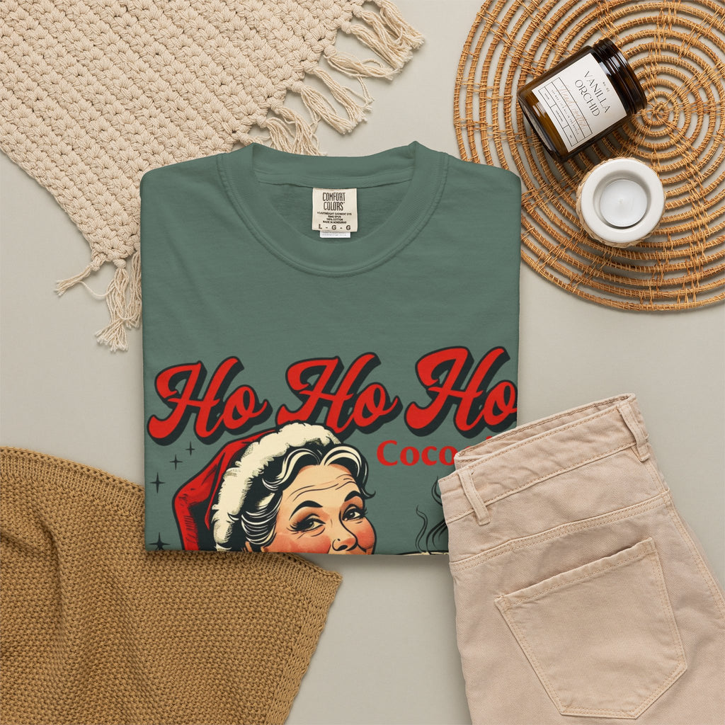Ho Ho Ho Cocoa! vintage Mrs. Claus illustration T-Shirt | Christmas tee