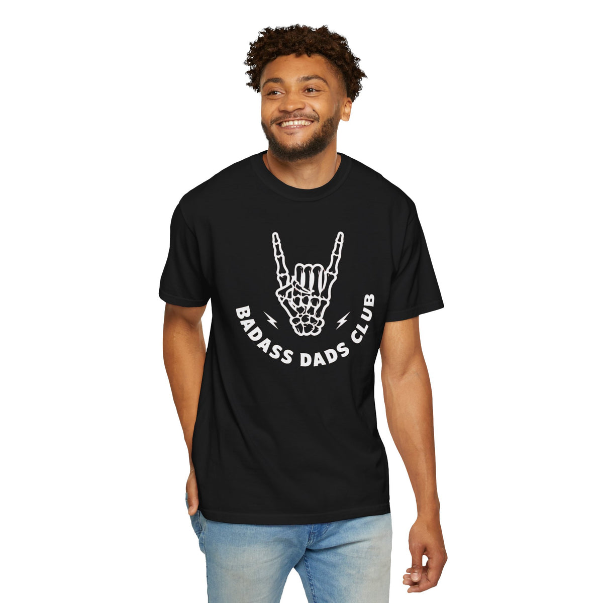 Skeleton Hand Rock Sign Badass Dads Club T-Shirt | Dad Tee
