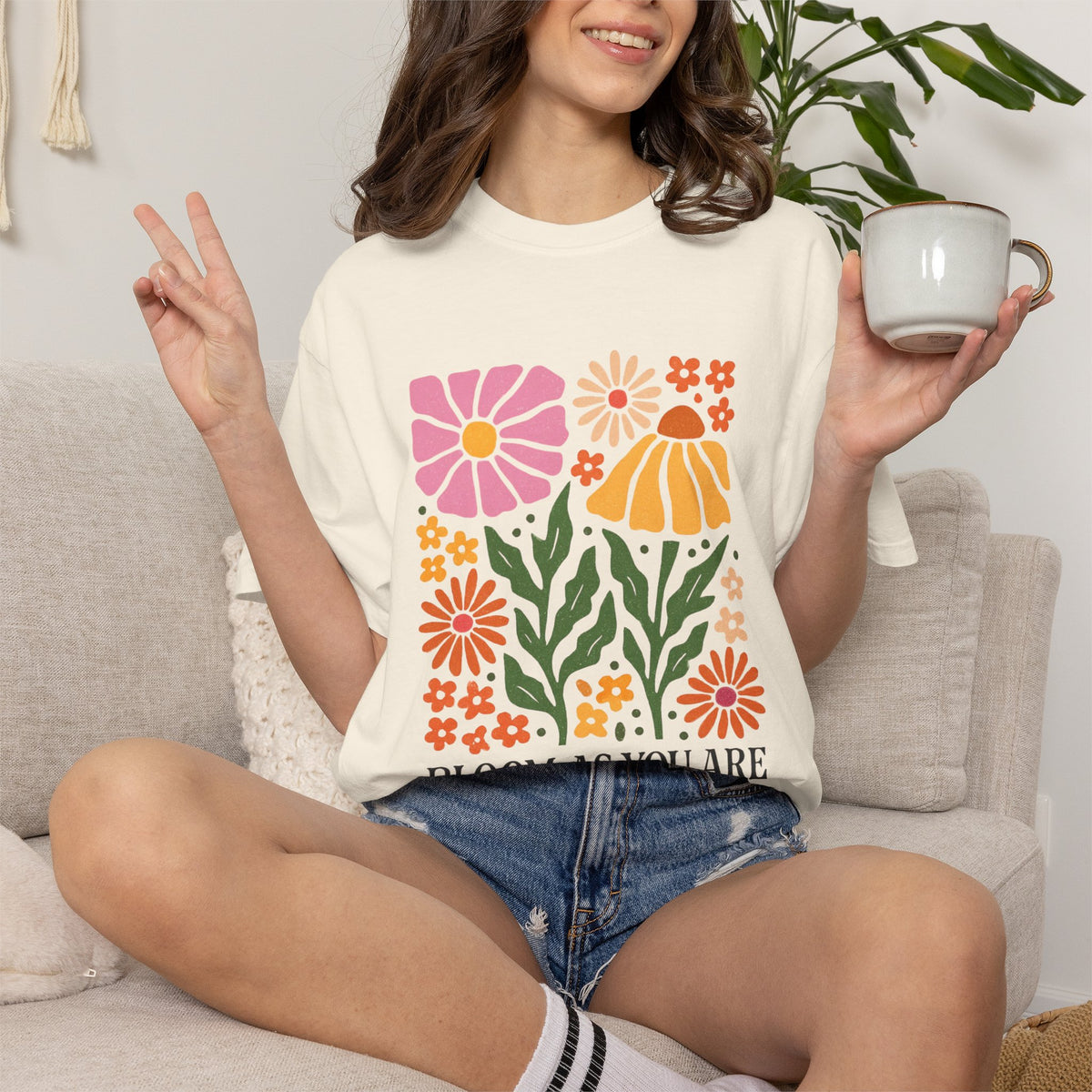 Bloom As You Are floral print T-Shirt | retro flower graphic