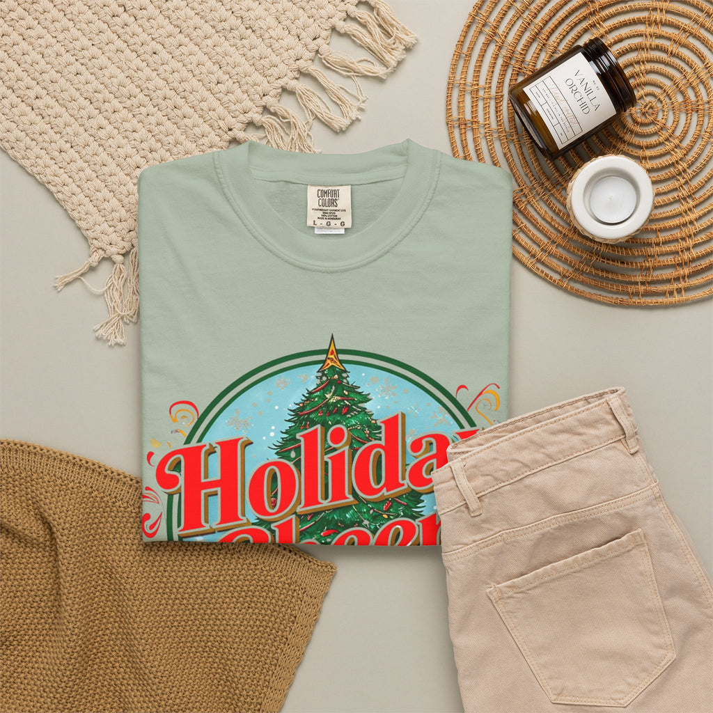 Holiday Cheer Santa Christmas T-shirt | Festive Tree Graphic