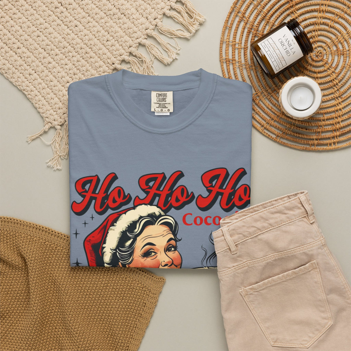 Ho Ho Ho Cocoa! vintage Mrs. Claus illustration T-Shirt | Christmas tee