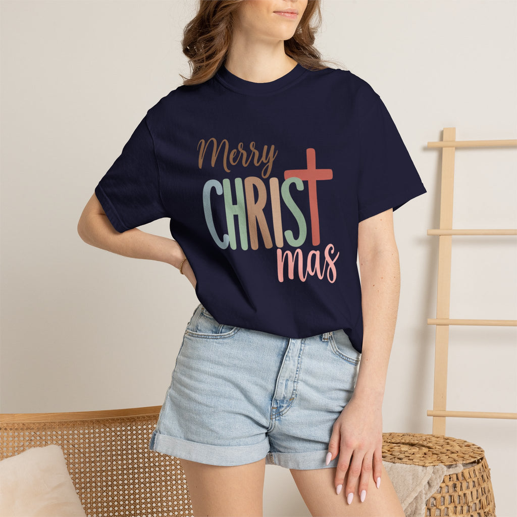 Merry CHRISTmas Cross T-Shirt | Christmas Christian Holiday Tee