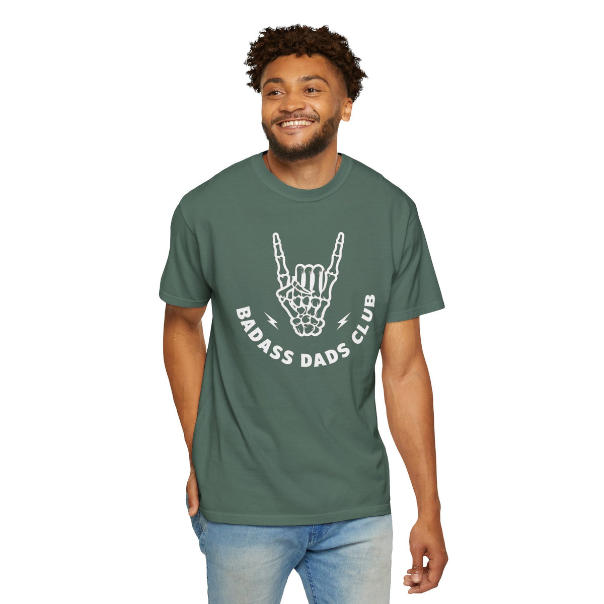 Skeleton Hand Rock Sign Badass Dads Club T-Shirt | Dad Tee