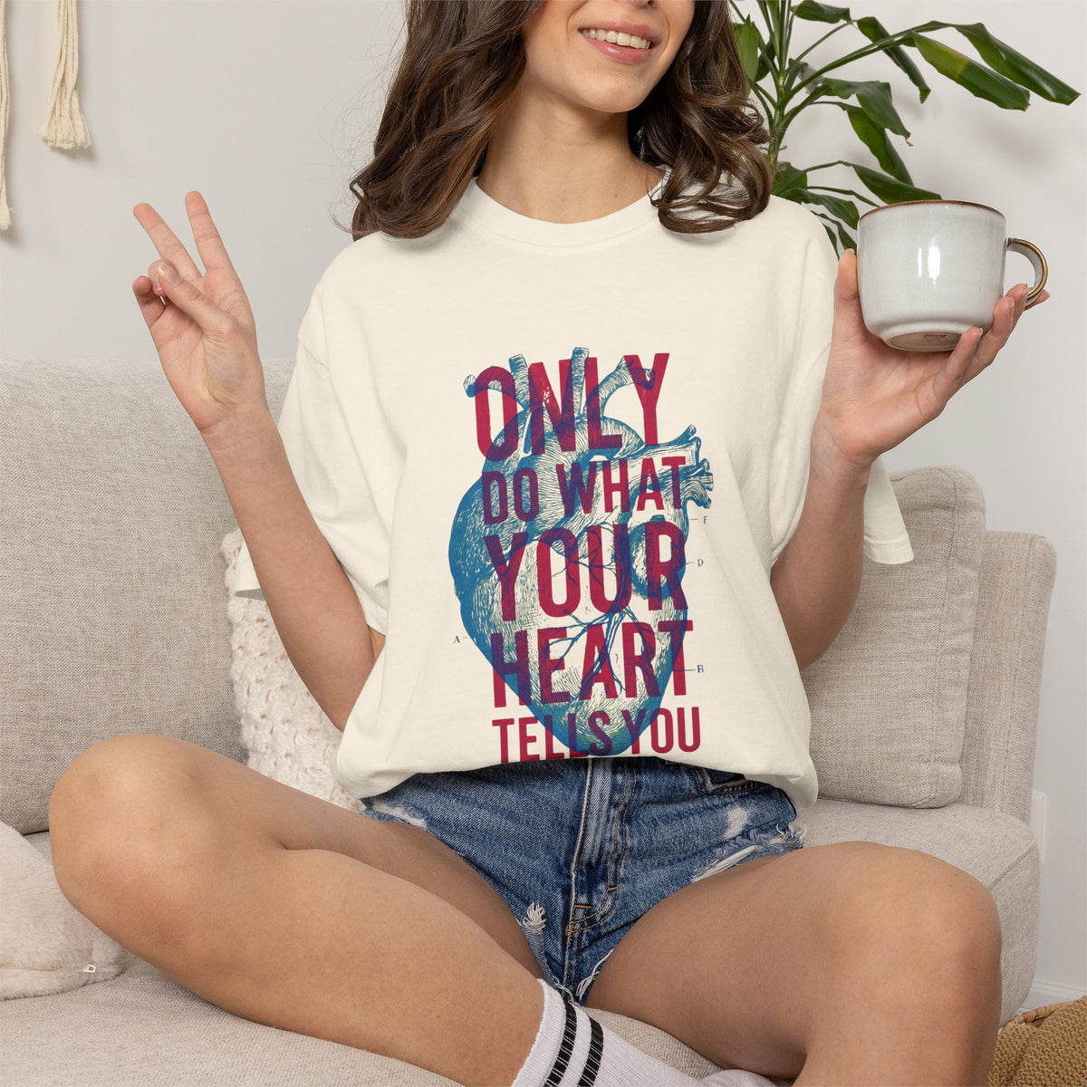 Only Do What Your Heart Tells You T-Shirt | Heart Illustration, Inspirational Quote