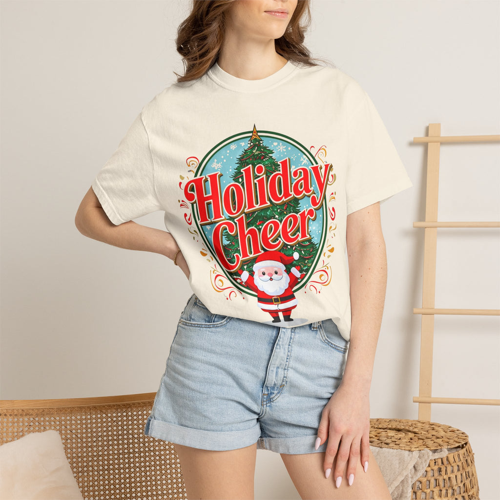 Holiday Cheer Santa Christmas T-shirt | Festive Tree Graphic