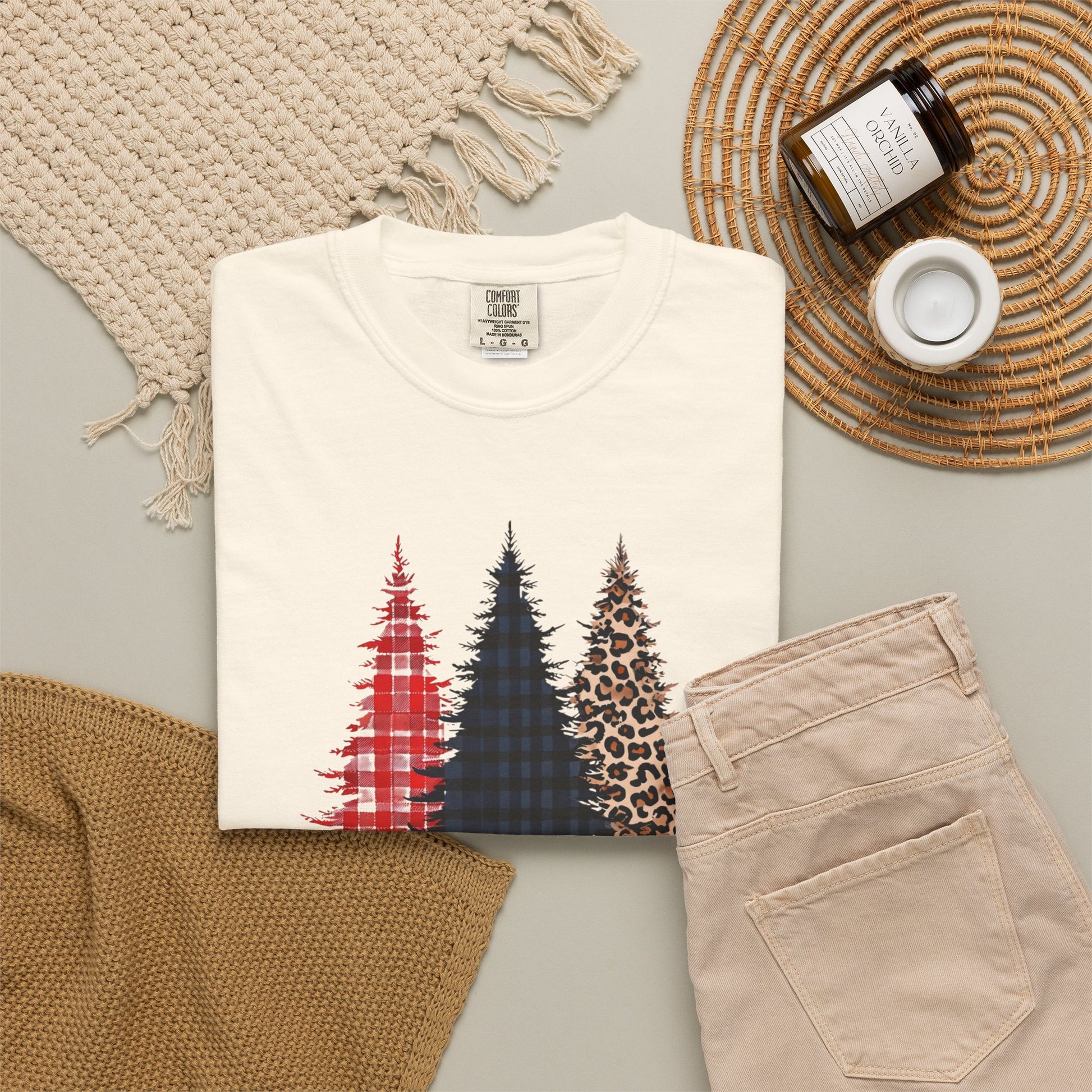 Buffalo Plaid & Leopard Christmas Trees T-Shirt | Merry Christmas
