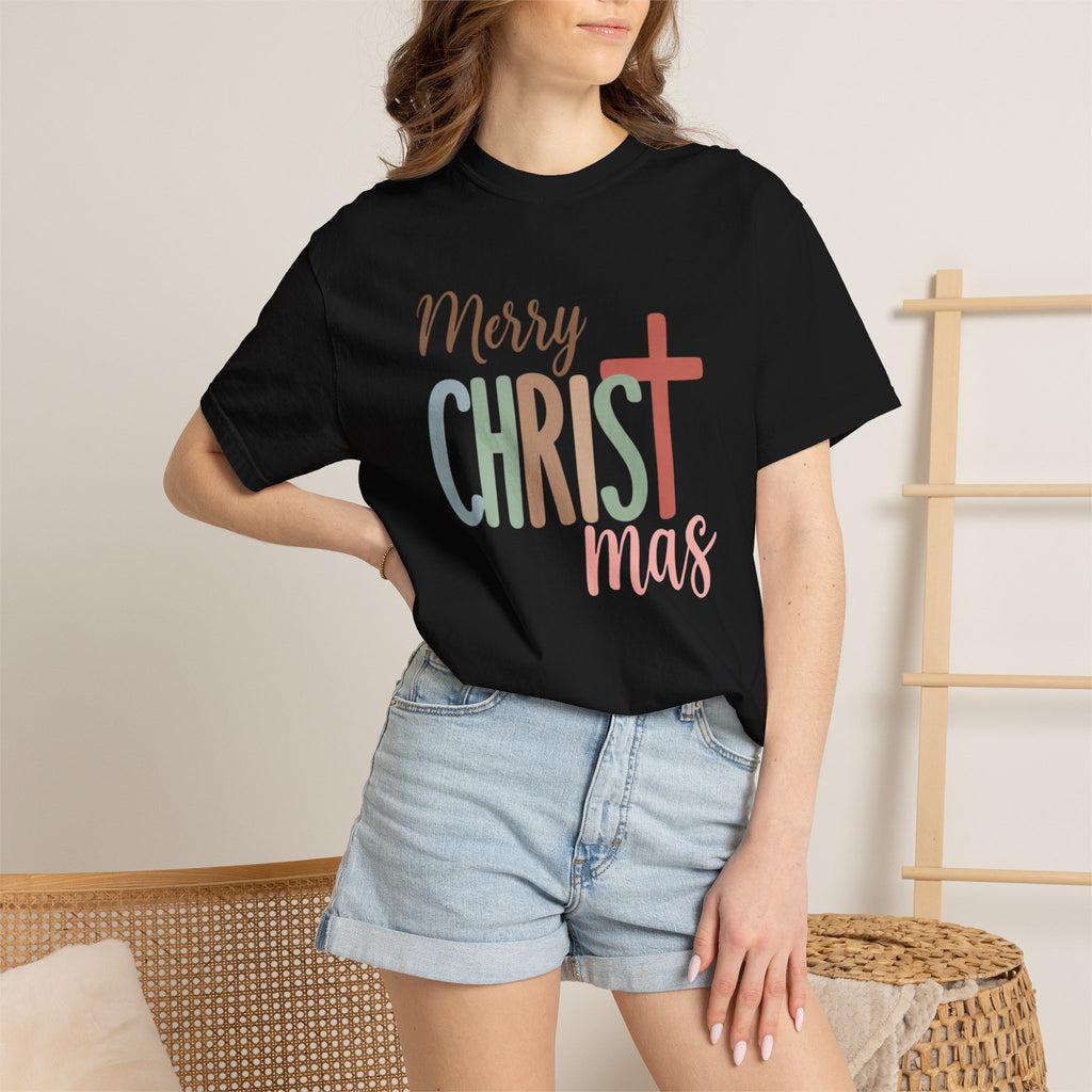 Merry CHRISTmas Cross T-Shirt | Christmas Christian Holiday Tee