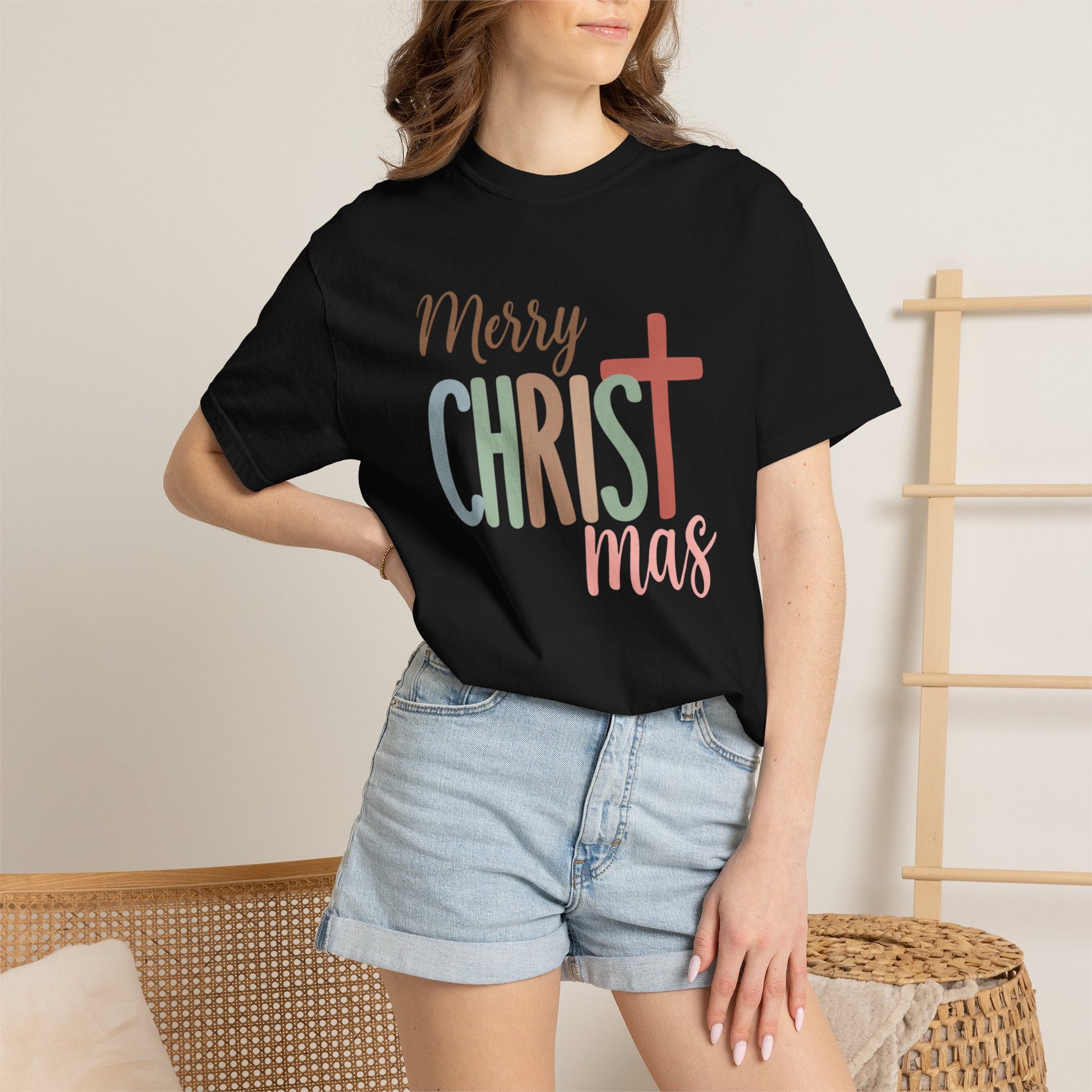 Merry CHRISTmas Cross T-Shirt | Christmas Christian Holiday Tee