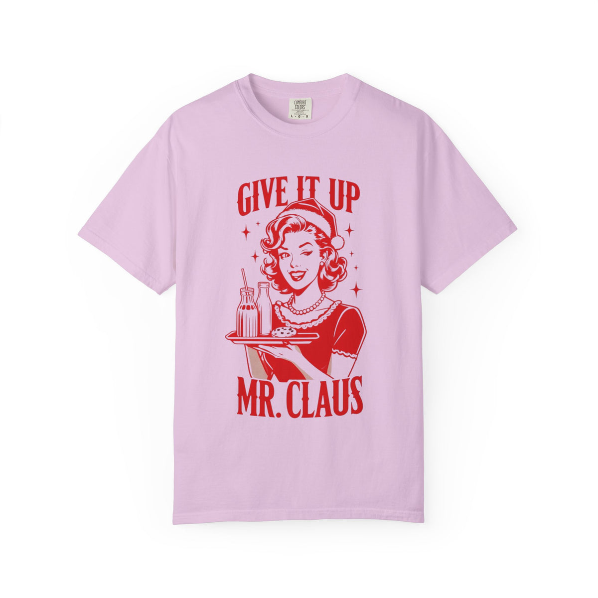 Give It Up Mr. Claus T-Shirt | Retro 1950s Pinup Santa Cookie Design