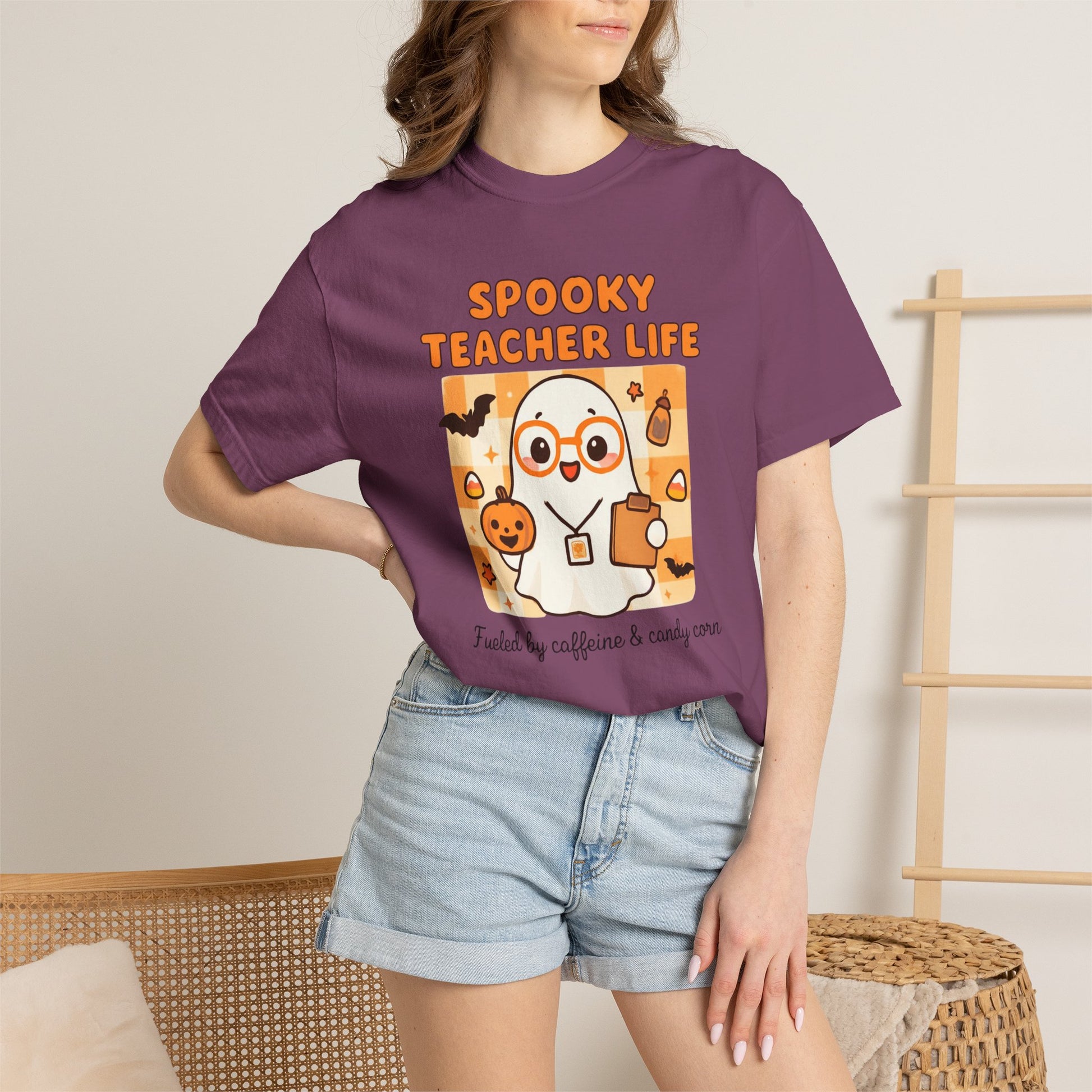 Spooky Teacher Life T-shirt | Halloween Teacher Shirt, Ghost Cartoon Design