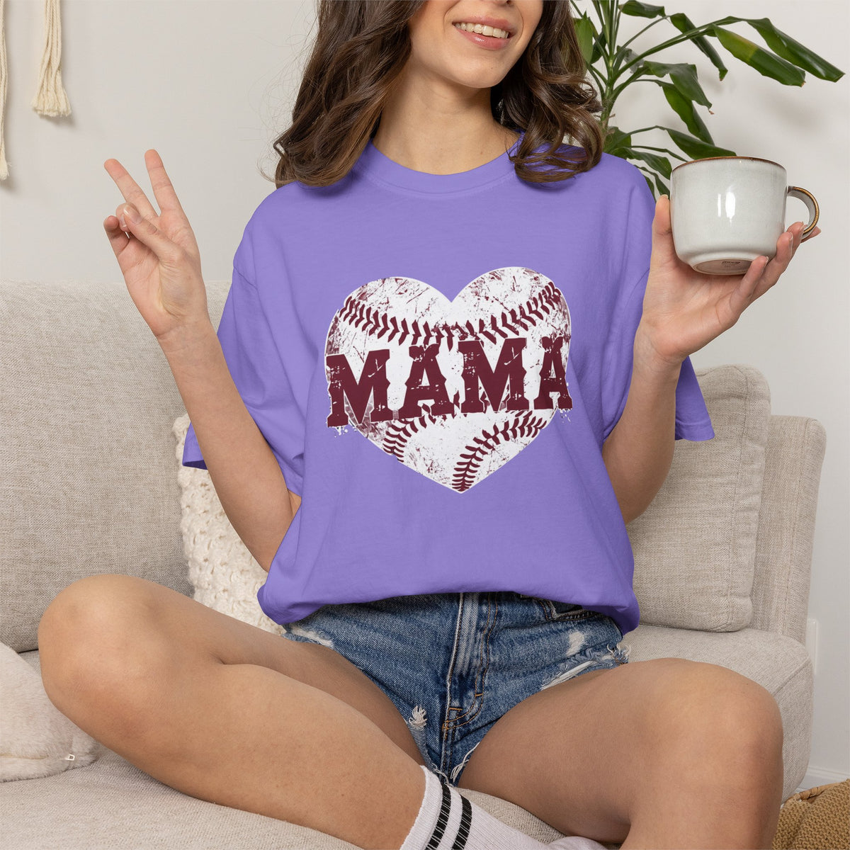Baseball Heart MAMA T-shirt | Mom Softball Mom Tee