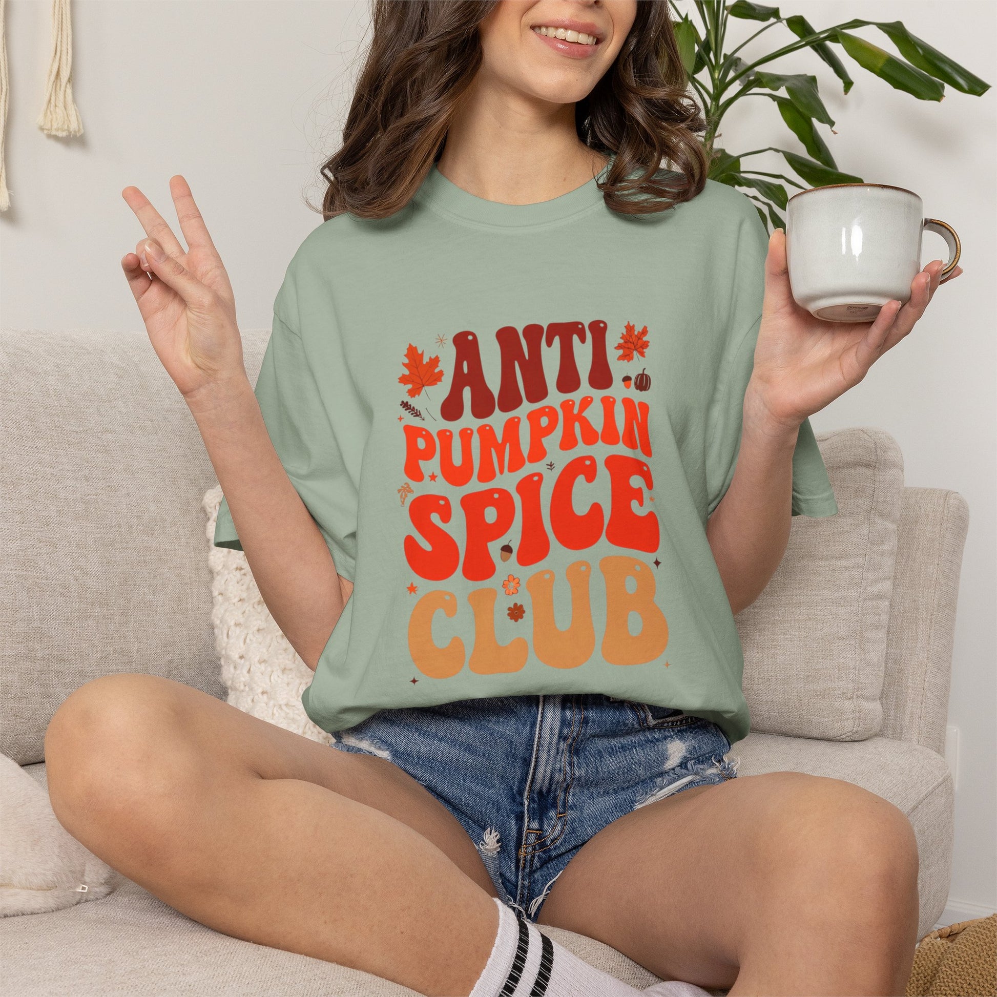 Anti Pumpkin Spice Club T-shirt | Retro Fall Graphic