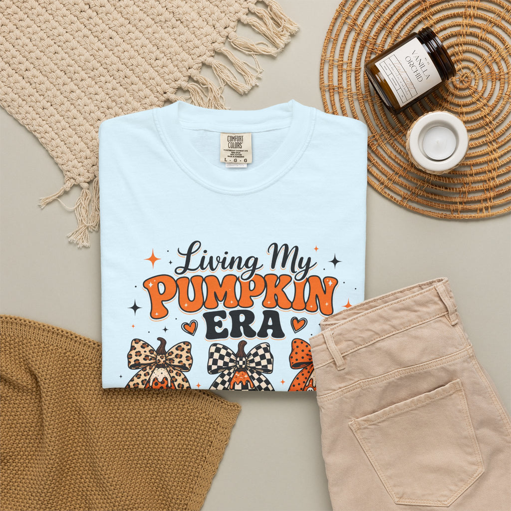 Pumpkin Era T-Shirt — Stacked Patterned Pumpkins Fall Graphic Tee