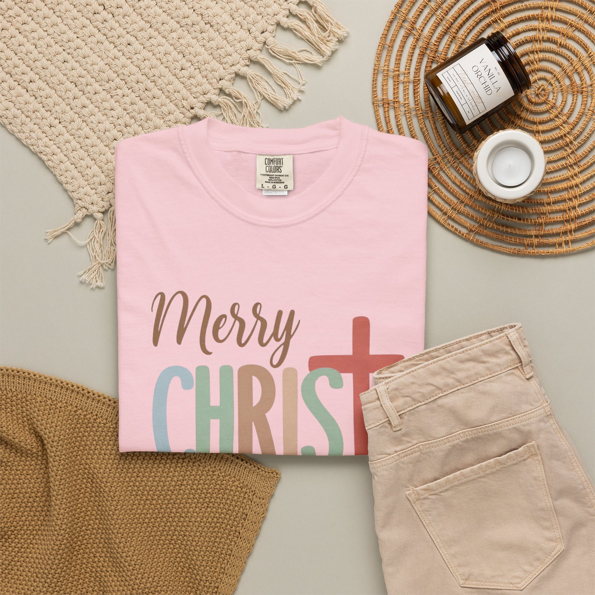 Merry CHRISTmas Cross T-Shirt | Christmas Christian Holiday Tee