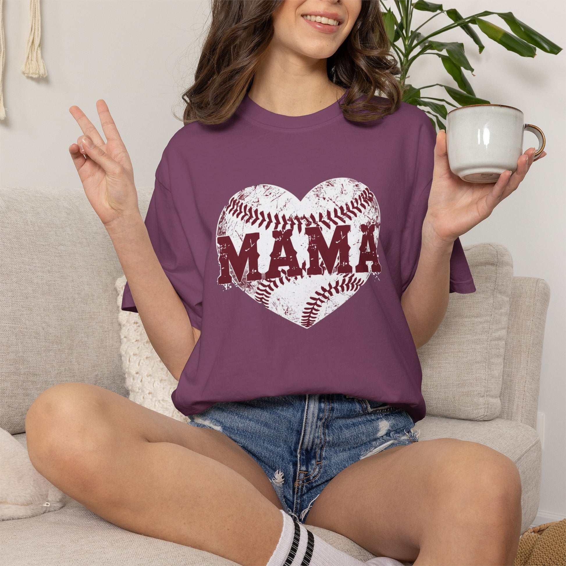 Baseball Heart MAMA T-shirt | Mom Softball Mom Tee