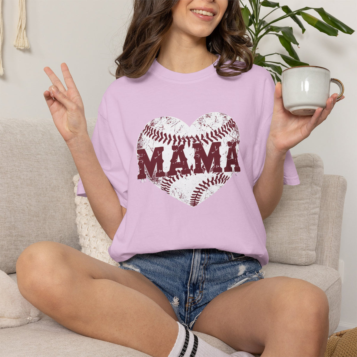 Baseball Heart MAMA T-shirt | Mom Softball Mom Tee